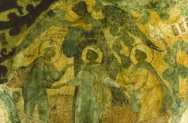 Благовещенский собор, фреска «Три отрока в пещи огненной» 16 в.