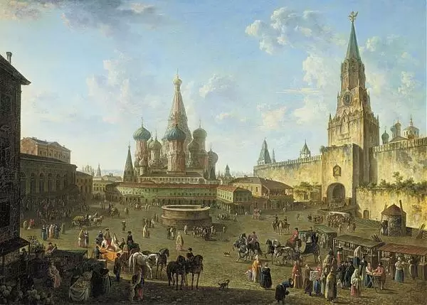 Картина Фёдора Алексеева «Красная площадь в Москве» (1801 год)